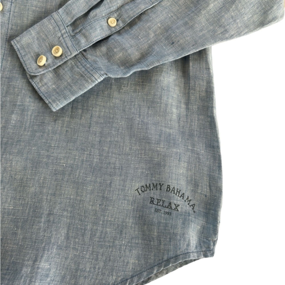 Tommy Bahama Men's 100% Linen Long Sleeve Shirt Light Blue Size XL - Picture 8 of 8
